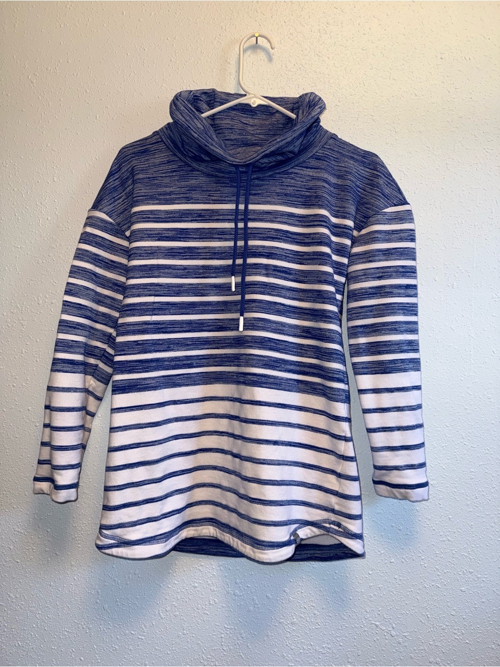 Talbots Blue and White Striped Cowl Neck Sweater